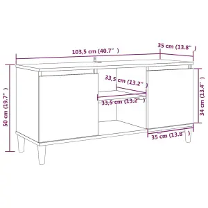 Berkfield TV Cabinet with Solid Wood Legs Grey Sonoma 103.5x35x50 cm