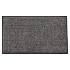 JVL Heavy Duty Barrier Door Mat, 80x140cm, Grey/Black