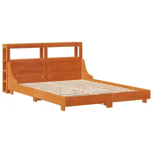 Berkfield Bed Frame without Mattress Wax Brown 135x190 cm Double Solid Wood Pine