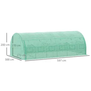 Outsunny 6 x 3 x 2 m Polytunnel Greenhouse Pollytunnel Tent Steel Frame Green