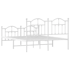 Berkfield Metal Bed Frame with Headboard and Footboard White 140x190 cm