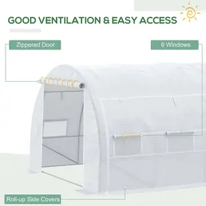 Outsunny 3 x 3 x 2 m Polytunnel Greenhouse Pollytunnel Tent w/ Steel Frame White