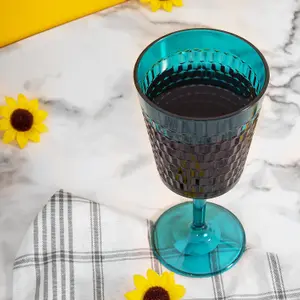 9pc Outdoor Drinks Set Picnic Plastic Wine Glasses Cups Jug Tumblers Pitcher Reusable Drinking Indoor Summer Party Honeycomb Teal