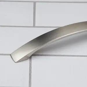 160mm Brushed Nickel Cabinet Handle Grey Bow Cupboard Door Drawer Pull Bedroom Bathroom Furniture Replacement Upcycle