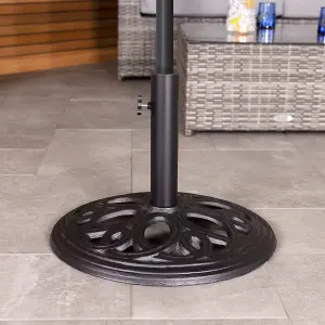 Charles Bentley 12kg Cast Iron Round Patio Umbrella Parasol Base Stand - Black