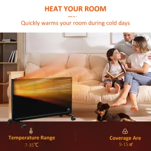 HOMCOM Convector Radiator Heater w/ Adjustable Thermostat  Safety Cut-Off, Black