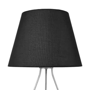 First Choice Lighting Set of 2 Tripod Silver 42cm Table Lamps With Black Fabric Shades