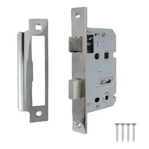 Bathroom Mortice Lock Nickel Sashlock 2.5" 64mm Bolt Through Reversable Bath Door