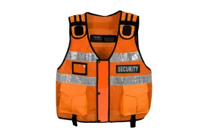 RAC3 High Visibility Security Vest - Multi-Pocket, Body Camera Mount, Breathable Mesh - Fits Up to 5XL ( Orange )