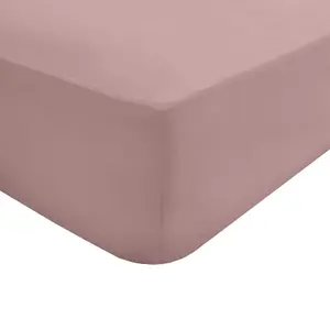 Sleepdown Fitted Sheet Soft Pink Easy Care Polycotton Bed Linen Bedsheet Bedding Super King