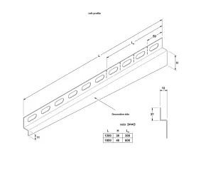 ILCOM SLOPED LEFT FLOOR SHOWER PROFILE LSL 12mm x 1800mm  Silver Brushed Stainless Steel