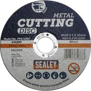 Heavy Duty 125mm Flat Metal Cutting Disc with 22mm Bore for Angle Grinders