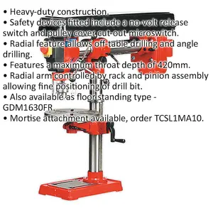 5-Speed Radial Bench Pillar Drill - 550W Motor - 820mm Height - Heavy Duty