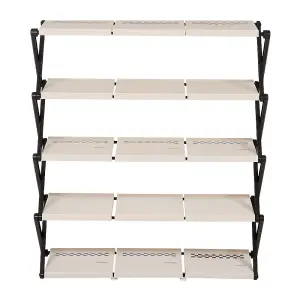 White 5-Tier Foldable Shoe Rack for Home and Dorm