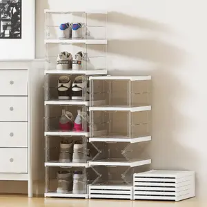 6-Tier Stackable Plastic Box Transparent Shoe Storage Box