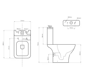 SunDaze White Curved Close Coupled Toilet with Soft Close Seat Modern Bathroom WC