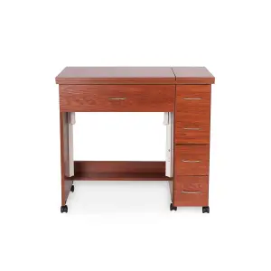 Alice Fold-out Sewing Cabinet with Drawers in Teak