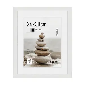 Wood Picture Frame with Mat White / 30cm H x 24cm W x 3cm D