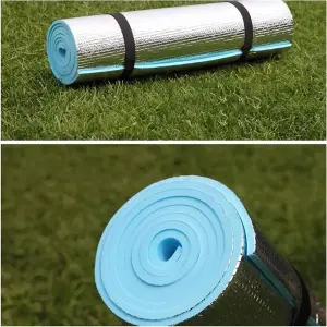 MantraRaj Aluminium Foil Backed Camping Mat Yoga Mat Thermal Insulated Roll Up Sleeping Picnic Exercises Mat Blue