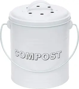 simpa 5L White Compost Food Waste Recycling Bin Caddy