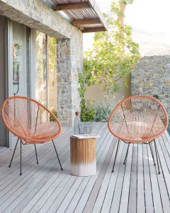 Set of 2 Garden Chairs ACAPULCO II PE Rattan Orange