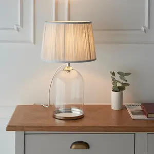 Luminosa Dinton Base Only Table Lamp, Bright Nickel Plate, Glass