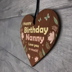 Red Ocean Birthday Gifts For Nanny Wooden Hanging Heart Nanny Gifts From Granddaughter Grandson Keepsake