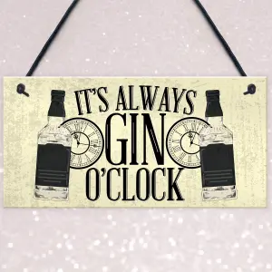 Red Ocean Gin O'Clock Friend House Warming Birthday Gift Plaque Garden Kitchen Gin  Tonic Sign