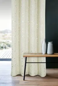 Home Curtains Victoria Metallic 108w x 90d" (274x229cm) Cream Eyelet Curtains (PAIR)