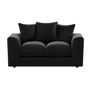 Brooklyn Plush Velvet Fibre Fabric Sofa Set 3 and 2 Seater sofa Black