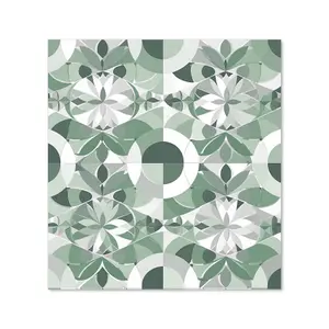 Geometric Pastel Green Premium Glass Kitchen Splashback W900mm x H650mm