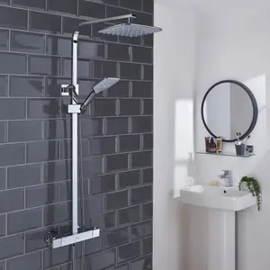 Bristan Noctis Gloss Chrome effect Rear fed Thermostatic Mixer Multi head shower