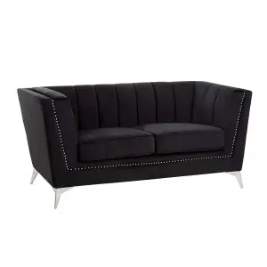 Interiors by Premier Hansa Two Seat Black Velvet Sofa