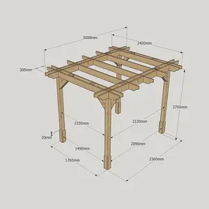 Double Premium Pergola - Wood - L240 x W300 x H270 cm - Light Green