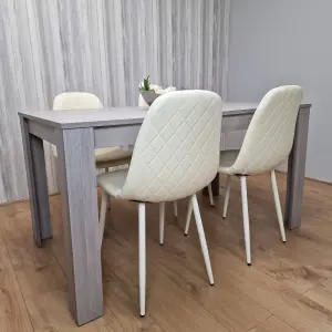 Dining Table With 4 Cream Stitched Chairs Kitchen Dining Table for 4 Dining Room Dining Set