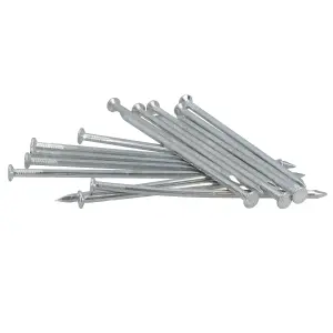 3mm x 100mm Round Headed Wire nails For Concrete Brick Wood 80pc Zinc Plated