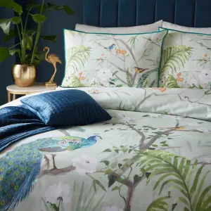 Peacock Jungle 100% Cotton Sateen Duvet Cover Set