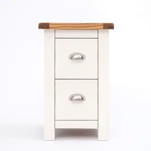 Lovere 2 Drawer Petite Bedside Table Chrome Cup Handle