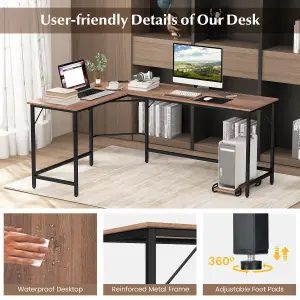 Costway L-Shaped Home Office Desk Computer Corner Desk Gaming Table with CPU Stand