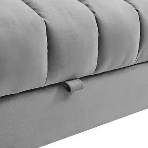 Grey 3 Seat Sofa Bed Velvet Upholstered Couch Sofabed Convertible Sleeper