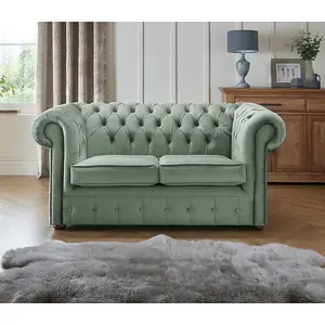 Chesterfield 2 Seater Fabric Malta Seaspray 11 Sofa