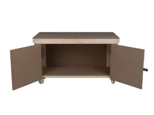 Wooden MDF Top Workbench With Lockable Cupboard (V.9) (H-90cm, D-70cm, L-210cm) with wheels