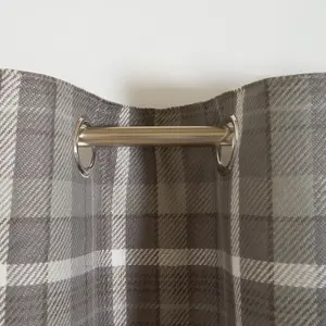 Woven Check Print Pair of Curtains, Charcoal - 66 x 54