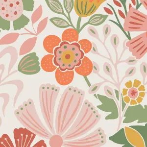 Envy Oopsy Daisy Tropical Orange/White Floral Wallpaper