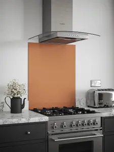 Copper 6mm Glass Self-Adhesive Kitchen Splashback 600mm x 750mm Easy To Apply