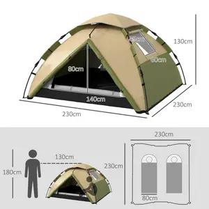 3 Person Tent Green/Beige