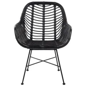 Dining Chair CANORA Rattan Black