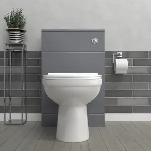 Nes Home Howard Modern 500mm Back To Wall Toilet with WC Bathroom Steel Grey