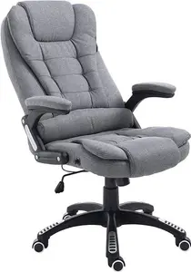 Executive High Back Reclining Grey Fabric Office Chair, Extra Padded Ergonomic Luxury Managers Computer Home Office Desk Chair, MO17, Cherry Tree