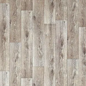 Dark Beige Wood Effect Vinyl Flooring For Kitchen, Bathroom, Dining Room, 2.0mm Thick Vinyl Sheet -2m(6'6") X 2m(6'6")-4m²